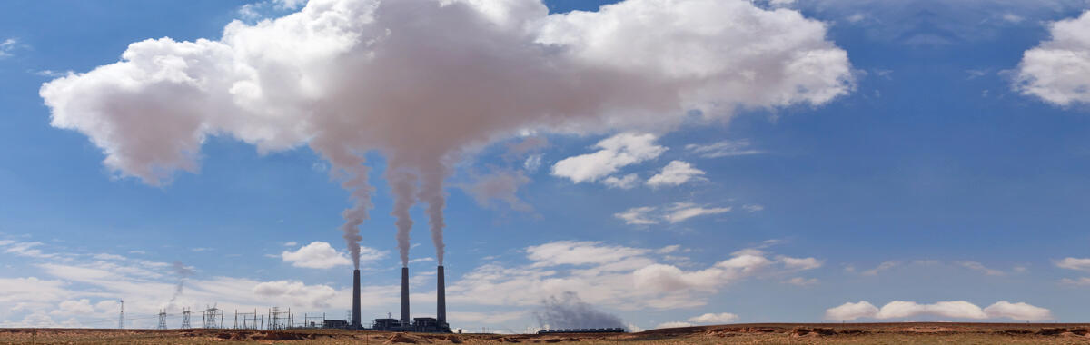The Navajo Generating Station emitting flue gas emissions near Page, Arizona