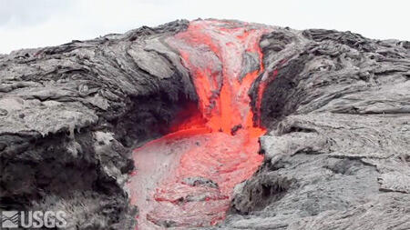Preview image for video: Video showing a 6 m (20 ft) high lava casc...