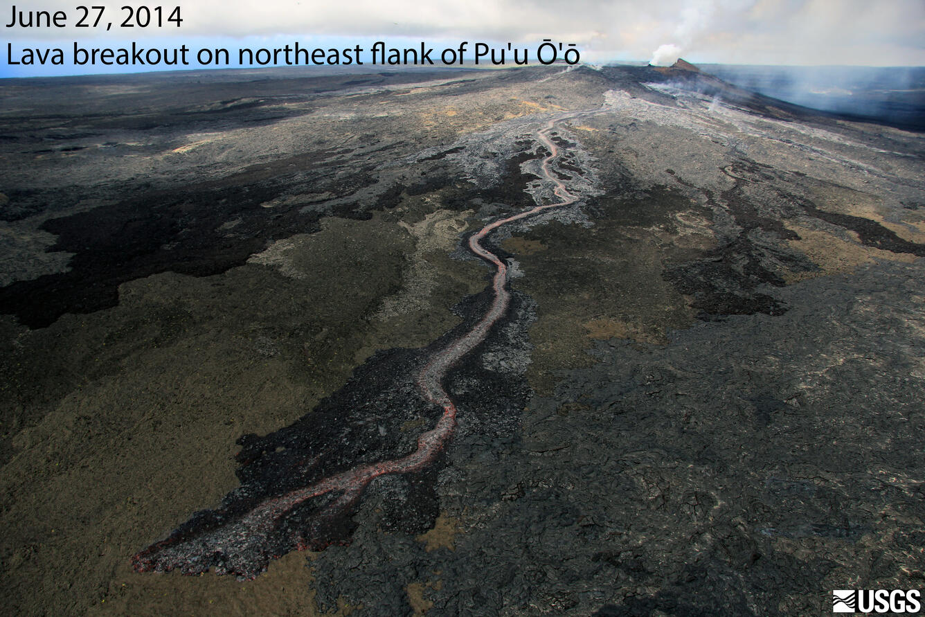 Lava flow breakout from northeast flank of Pu‘u ‘Ō‘ō on the East Ri...