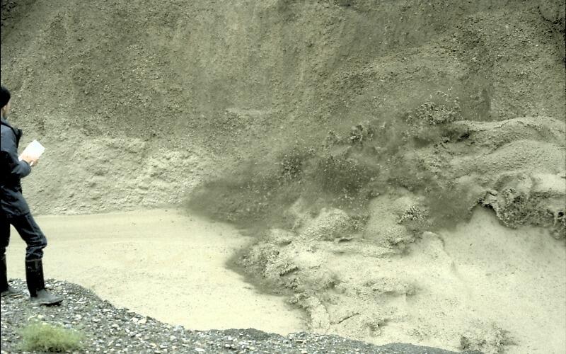 Lahar triggered by heavy rainfall after an eruption...