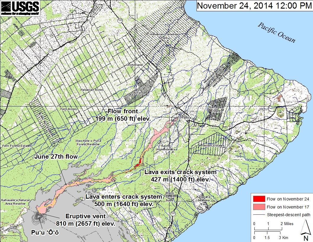 Small-scale map of June 27th flow in Kīlauea's East Rift Zone...