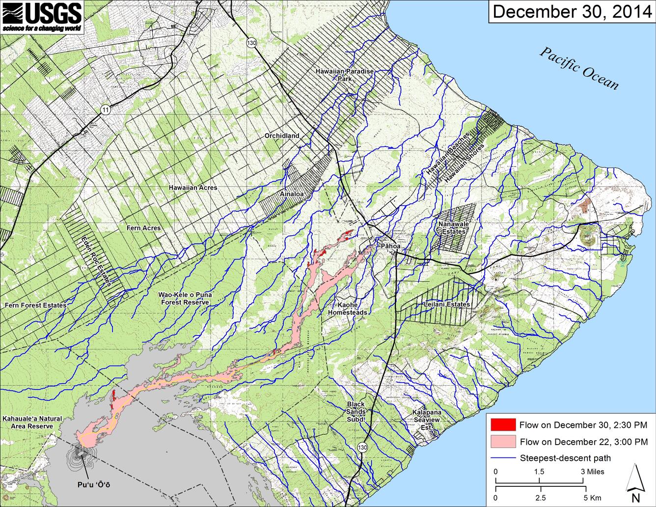 Small-scale map of Kīlauea's East Rift Zone lava flow...