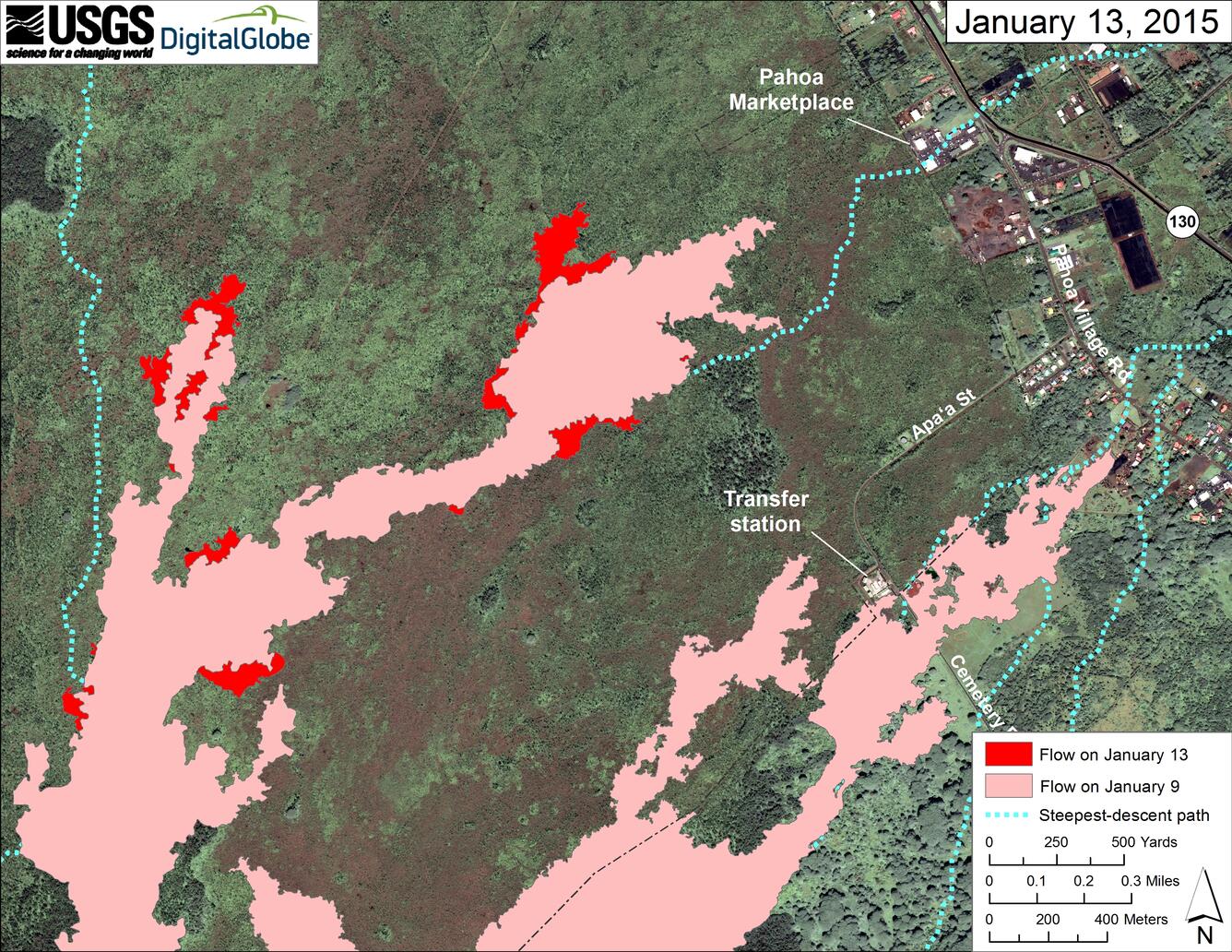 Satellite image of area around front of Kīlauea's East Rift Zone la...