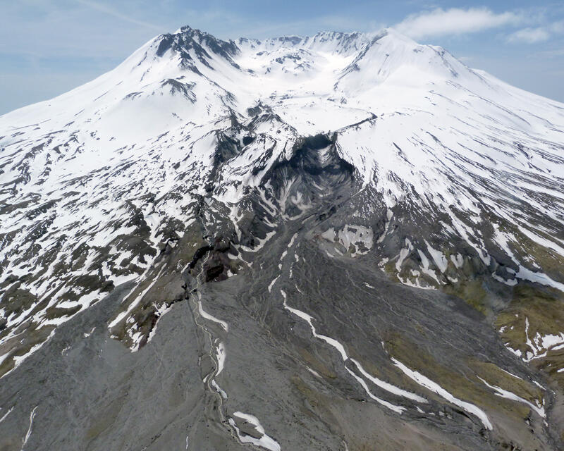 Depositional fan in foreground of Mount St.Helens crater formed as ...
