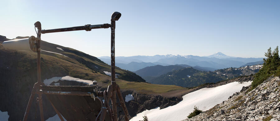 Panhandle Gap monitoring station, Mount Rainier, Washington....