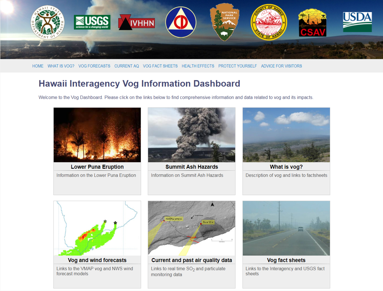Screencapture of the International Volcanic Health Hazard Network V...