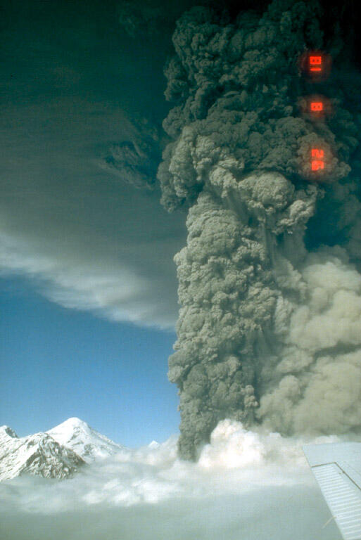 Eruption plume from Mt. Spurr, Alaska, August 1981....