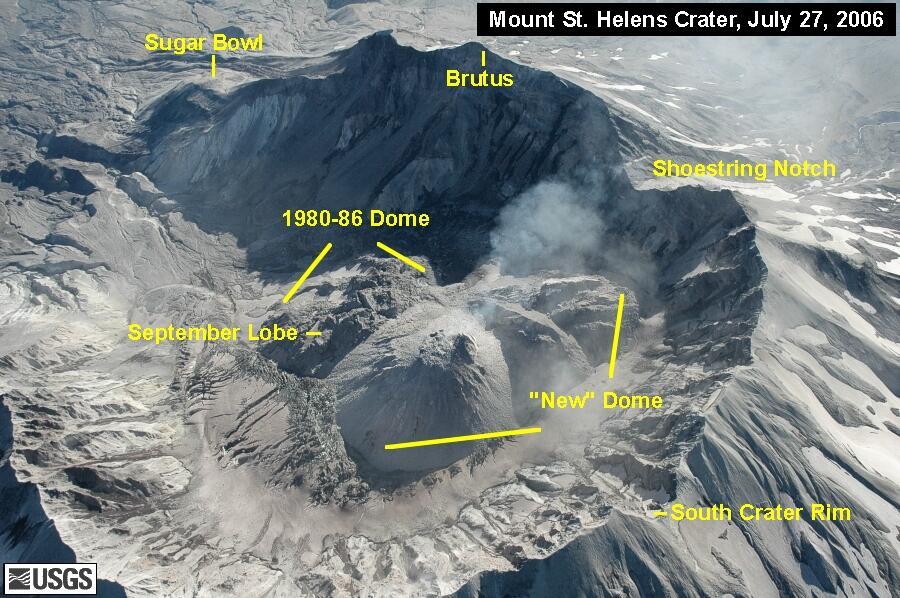 Mount St. Helens crater July 27, 2006, nearly vertical view from th...