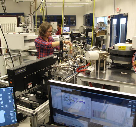 Scientist working in USGS Argon Geochronology Laboratory in Denver