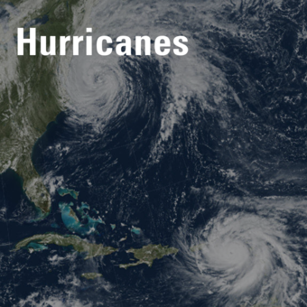 satellite image of two hurricanes over the Atlantic and the words 'hurricane impacts'