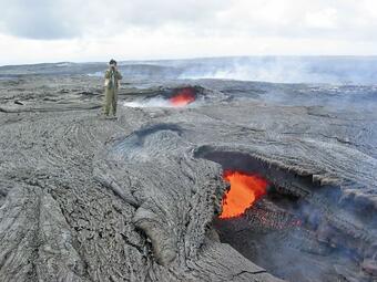 This is a photo of Kuhio flow from lava-sampling site.