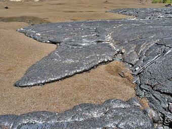 This is a photo of a thin pahoehoe.