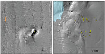 Images of the seafloor showing dots where data was collected.